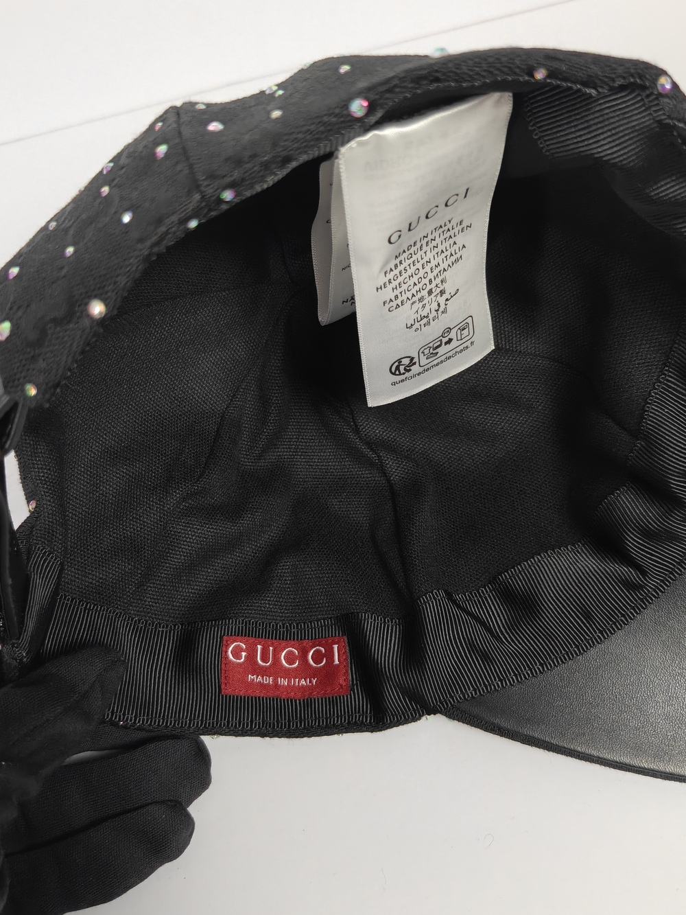 Gucci black monogram gg rhinestone cap - Picture 4 of 6